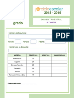 Examen Trimestral Cuarto Grado Bloque III 2018-2019 PDF