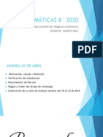 Presentación Indicaciones de Trabajo A Distancia Matemáticas 805 2020