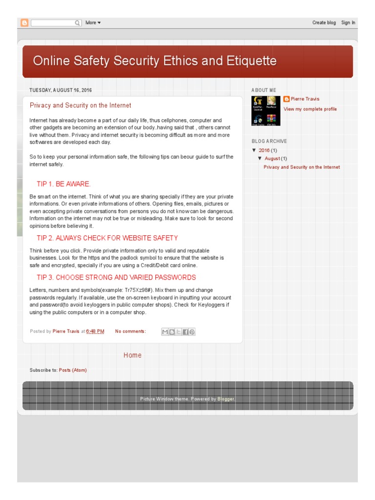 Online Safety Tips for Internet Privacy | PDF | Internet | Password
