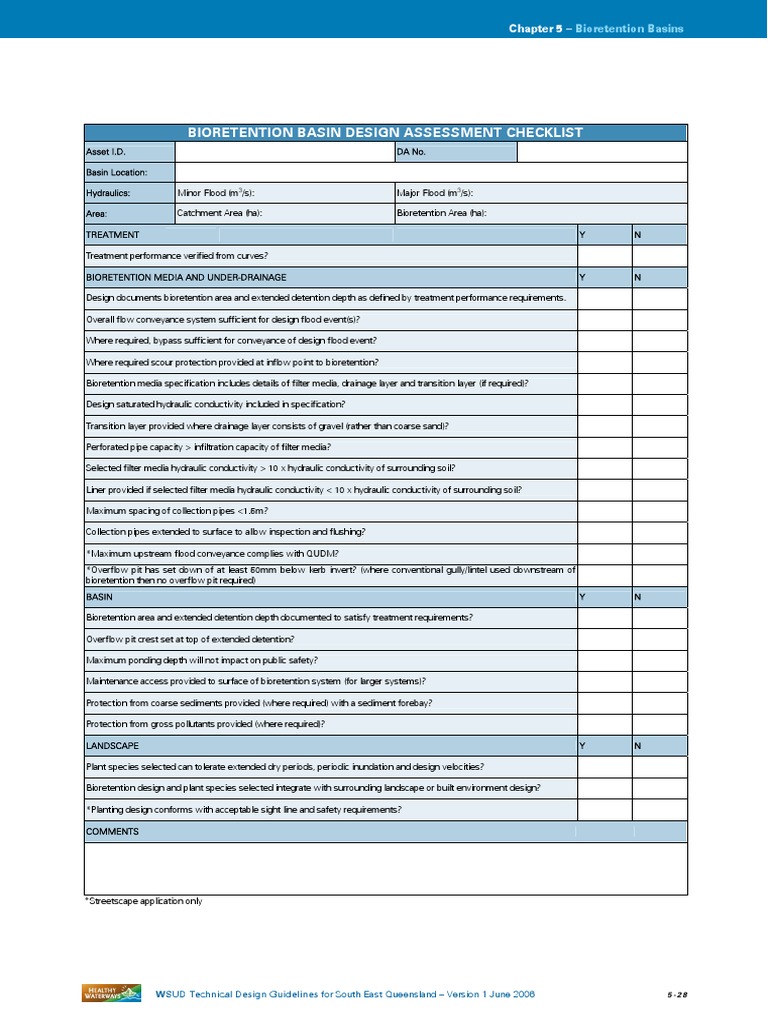 Bioretention Basin Check List | PDF | Flood | Drainage Basin