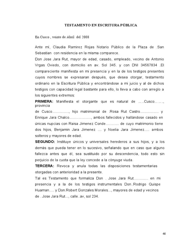 Testamento Público en España | PDF | Voluntad y testamento | Virtud