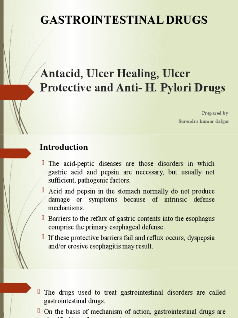 Antacid, Ulcer Healing Drugs and Ulcer Protective Drugs PDF
