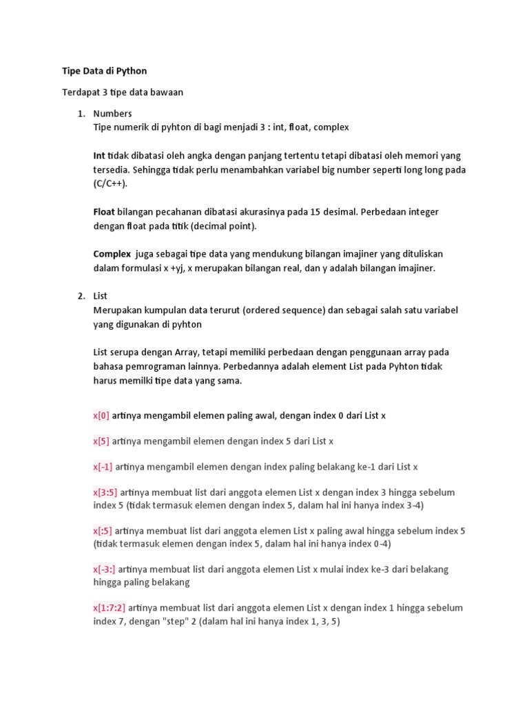 Tipe Data Di Python | PDF