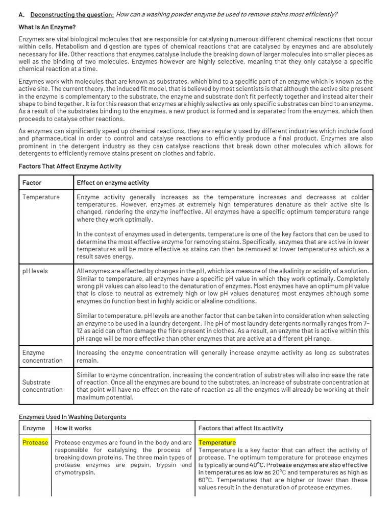Laundry Detergent Enzyme Deconstruct and Design PDF Proteolysis
