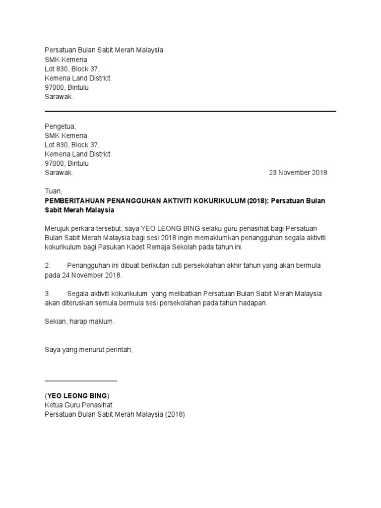 2 22 Contoh Surat Penangguhan Pdf