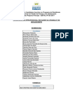 Relação de candidatos à residência multiprofissional em saúde da criança