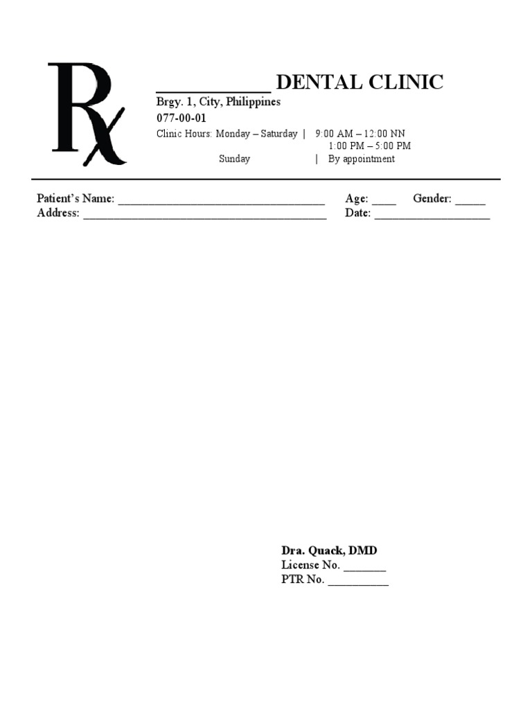 Dental Prescription Format Philippines | PDF | Wellness