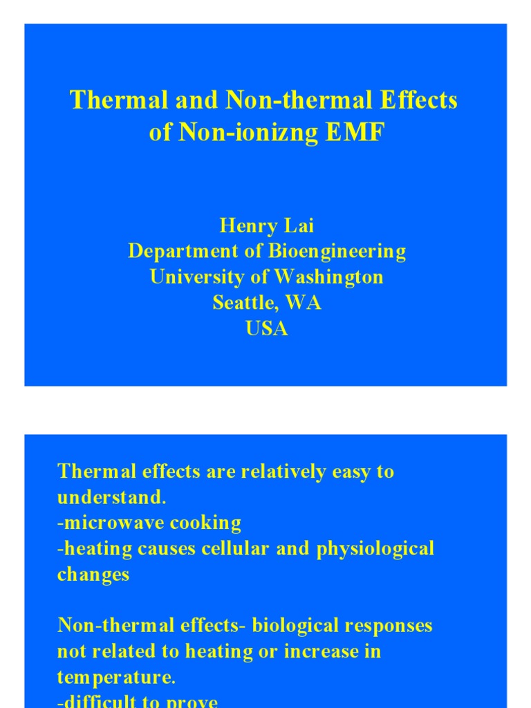 Thermal and Non-Thermal Effects of Non-Ionizng EMF | PDF | Physical ...