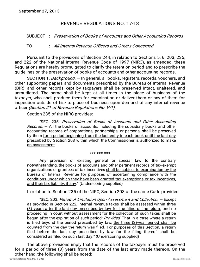 Preservation of Books of Accounts and Other Accounting Records All