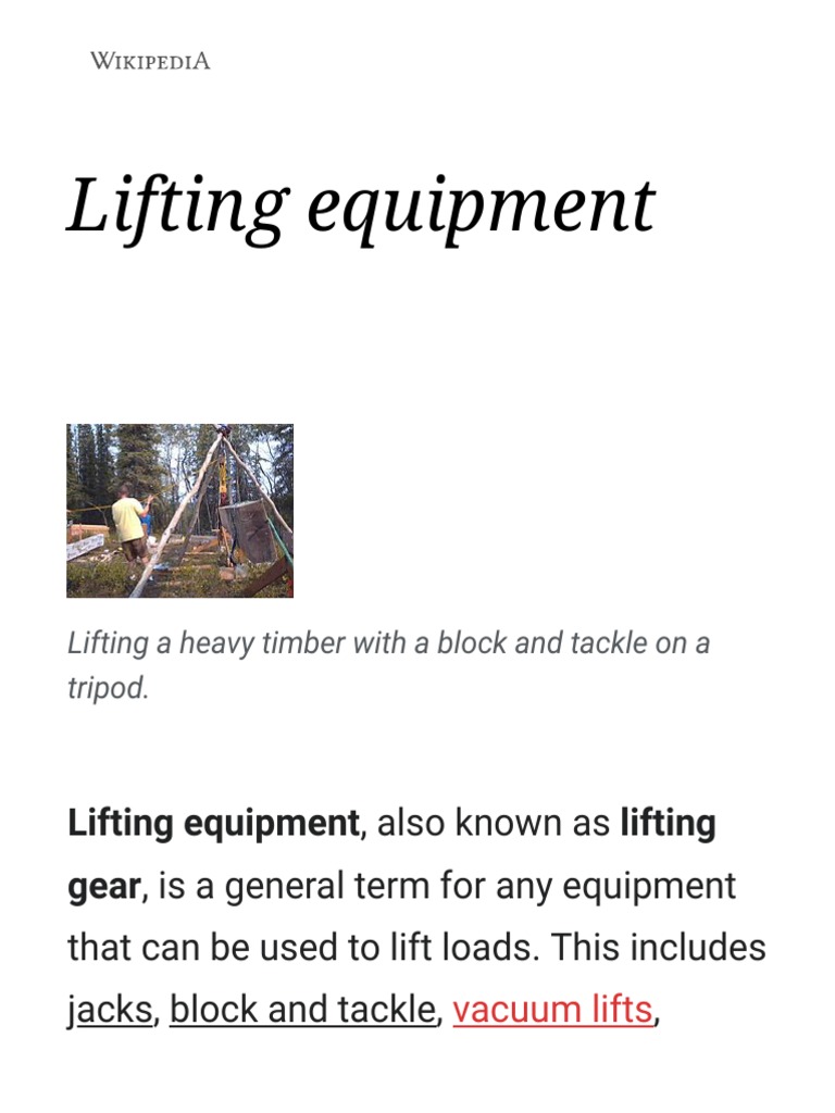 Lifting Equipment Wikipedia PDF