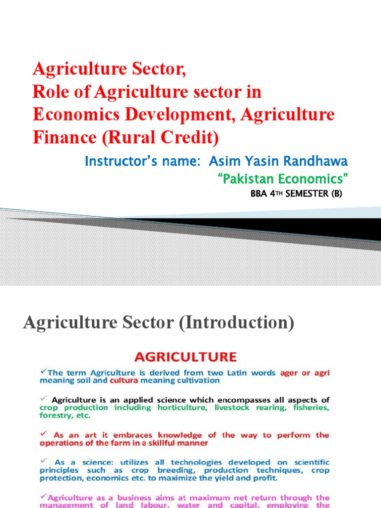 Agriculture's Role in Pakistan's Economy | PDF | Agriculture | Economic ...