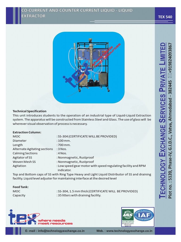 Cocurrent and Counter Current Liquid-Liquid Extractor | PDF | Pump ...