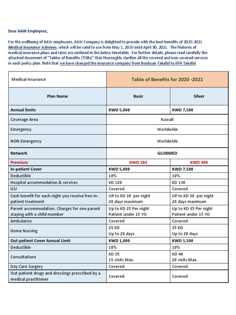 AAW Medical Insurance Plans 2020-2021 | PDF | Deductible | Patient