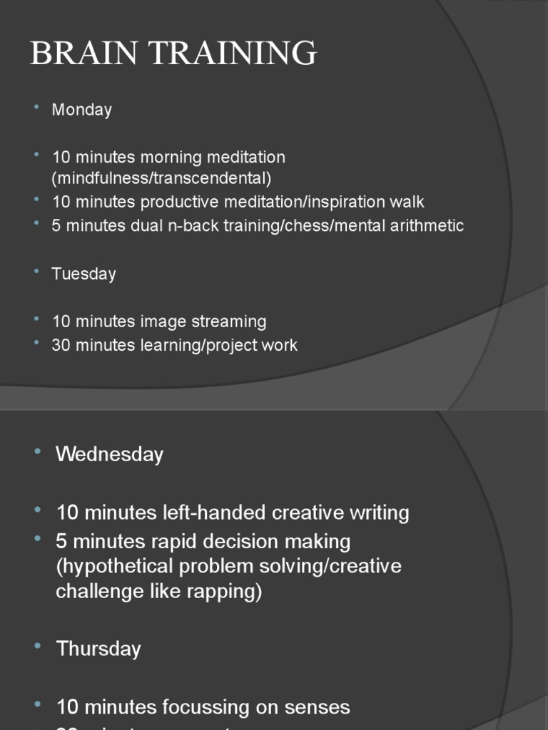 Weekly Brain and Body Training Plan | PDF