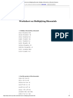 Worksheet On Multiplying Binomials: 1. Multiply A Binomial by A Binomial