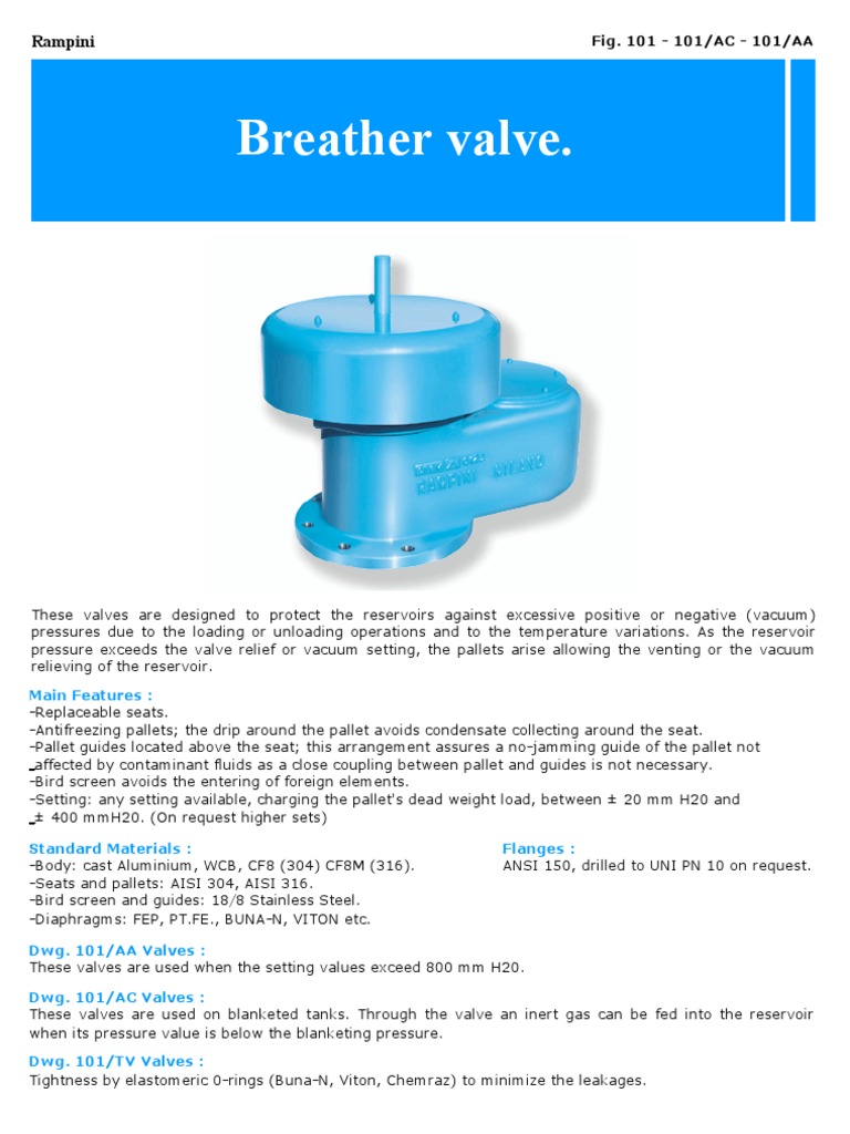 Breather Valve Specifications and Features | PDF | Business