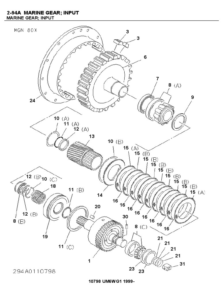 Marine Gear Input Assembly Parts List and Technical Specifications