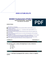 Fundamentals of Public Relations - MCM401 Spring 2005 Final Term Paper