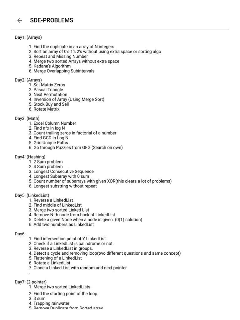 SDE-PROBLEMS Leetcode GFG | PDF | Permutation | Matrix (Mathematics)
