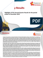 Quarterly Results: Highlights of The Second Quarter Results For The Period Ended 31 December 2019