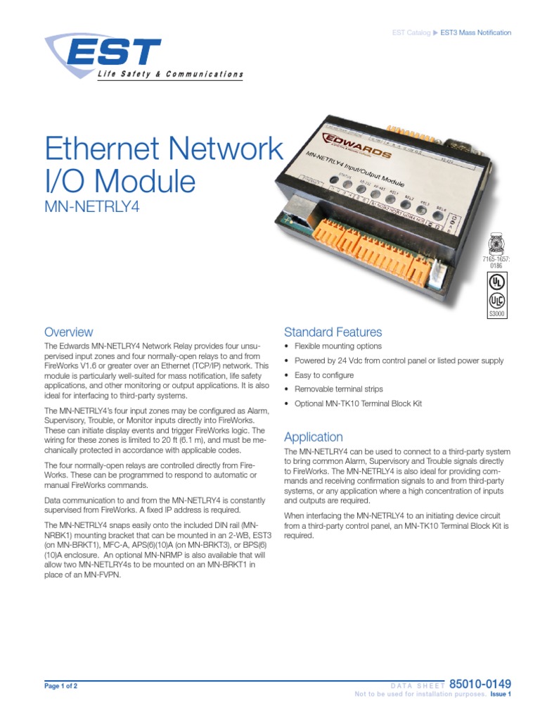 85010-0149 - Ethernet Network I-O Module | PDF | Relay | Computer Network