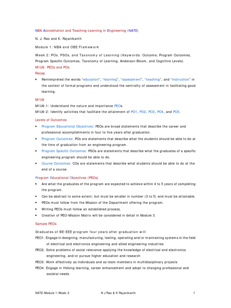 NBA Program Outcomes Overview | PDF | Engineering | Sustainability