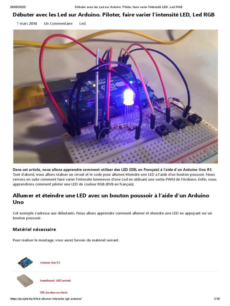 Allumer une LED avec Arduino et bouton | PDF | Modèle de couleur en RVB ...