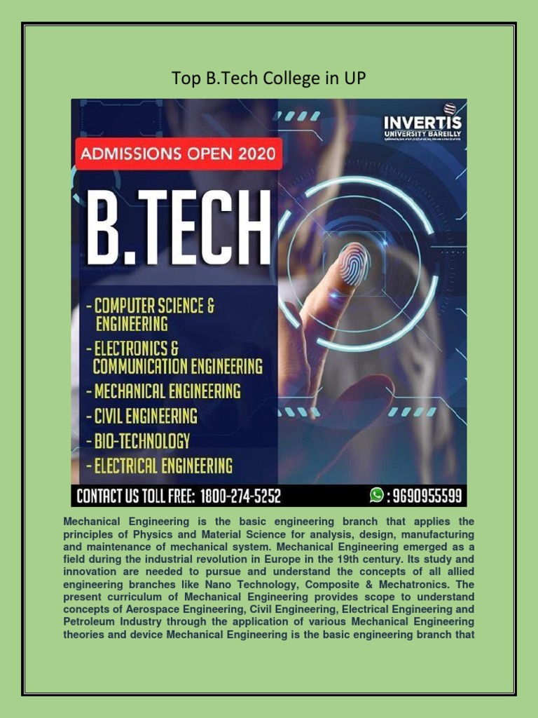 B.Tech Mechanical Engineering in UP | PDF