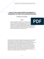 Face-to-Face Versus Online Coursework: A Comparison of Costs and Learning Outcomes