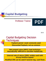 Capital Budgeting: Professor Trainor