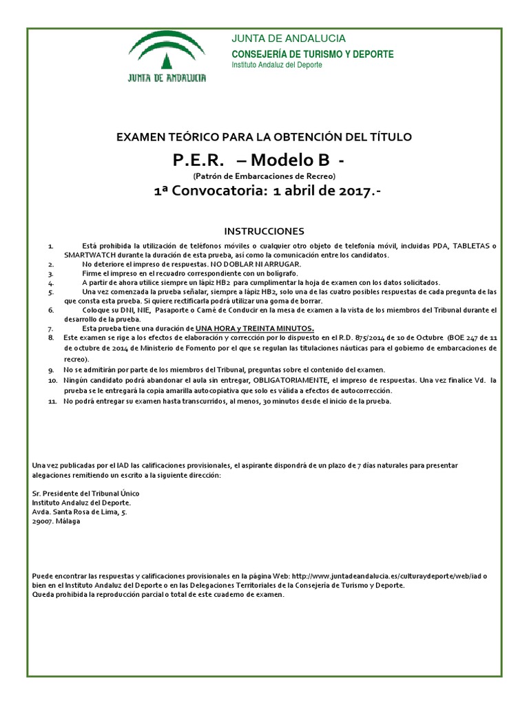 2017 1 Convocatoria Modelo - B | PDF | Marea | Herida