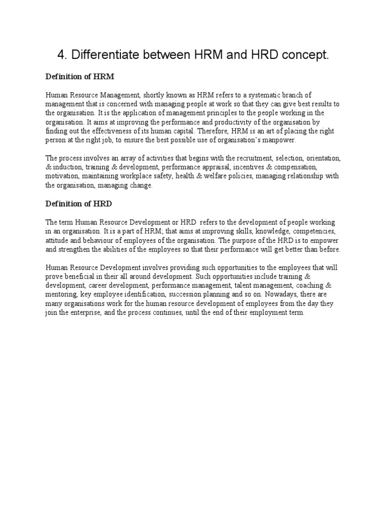 Distinguishing HRM from HRD | PDF | Human Resource Management ...