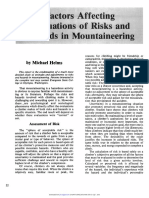 Factors Affecting Evaluations of Risks and Hazards in Mountaineering