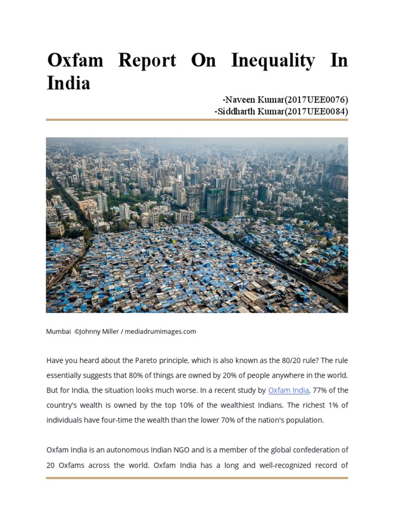 Oxfam Report On Inequality in India | PDF | Economic Inequality ...