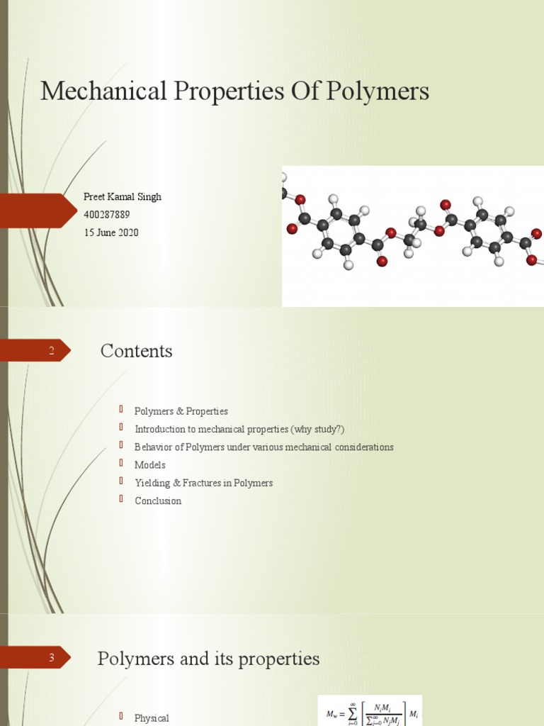 Mechanical Properties of Polymers PDF Viscoelasticity Deformation