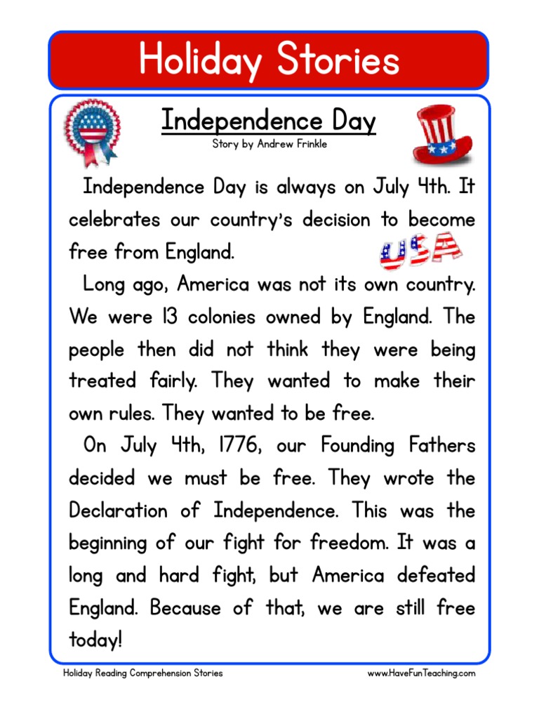Independence Day Reading Comprehension | PDF | History