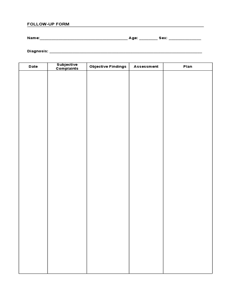 Patient Follow-Up Form Template | PDF | Career & Growth | Social Science