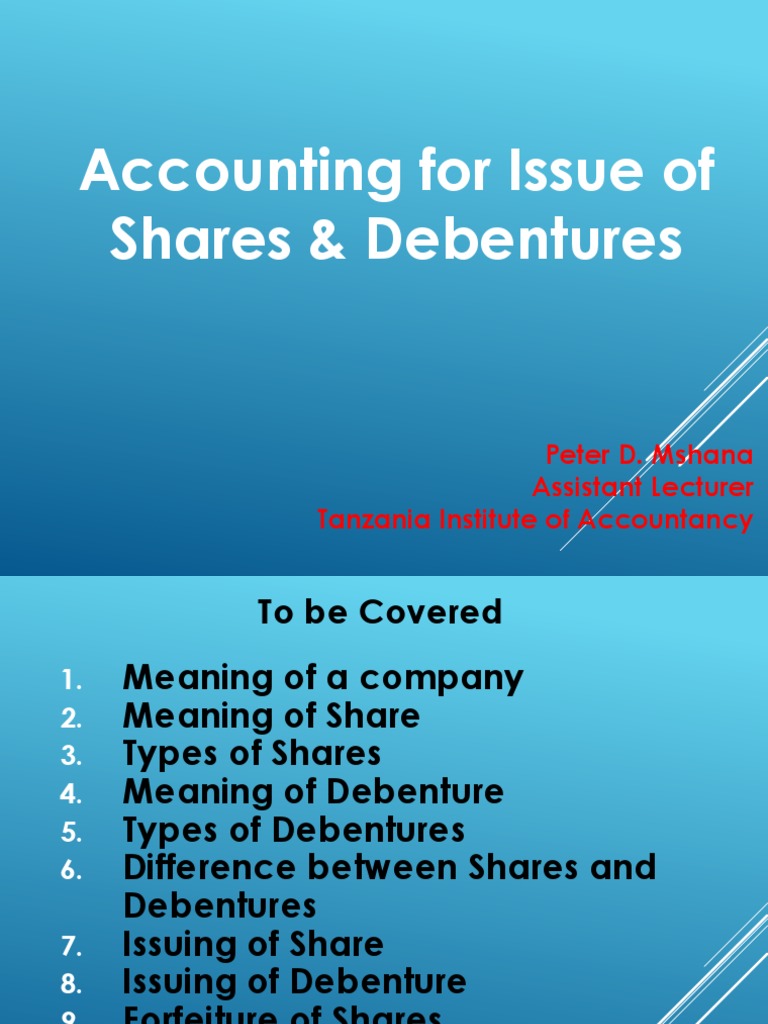 Topic 1 Accounting For Issue Of Shares And Debentures Pdf