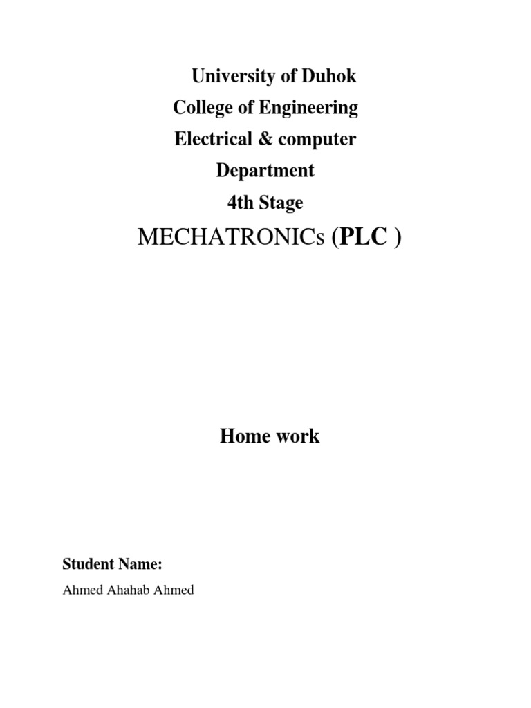Mechatronics Engineering Homework Guide | PDF