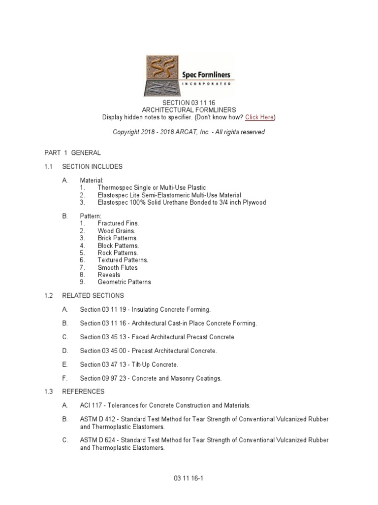 03 11 16 - Architectural Formliners | PDF | Building Engineering ...
