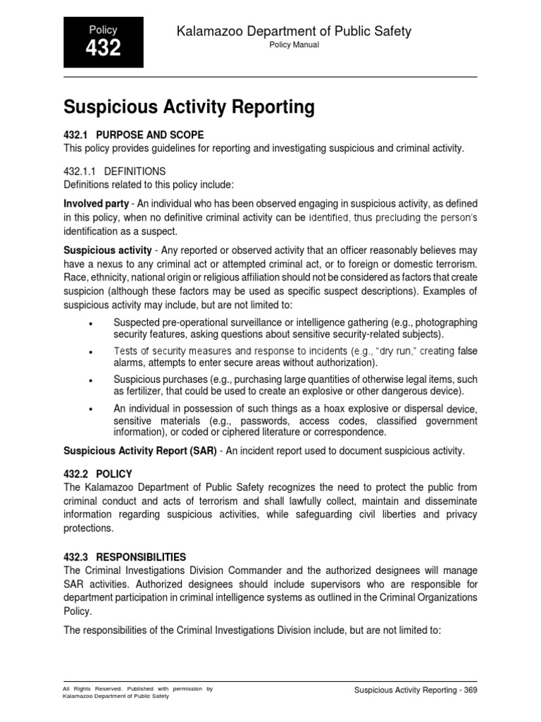 Suspicious Activity Reporting PDF PDF Policy Applied Ethics