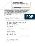 Taller de Balanceo de Ecuaciones Oxido - Reducción y Precipitación PDF