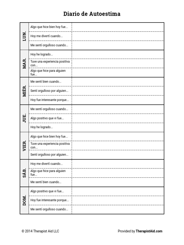 Self Esteem Journal Spanish PDF PDF