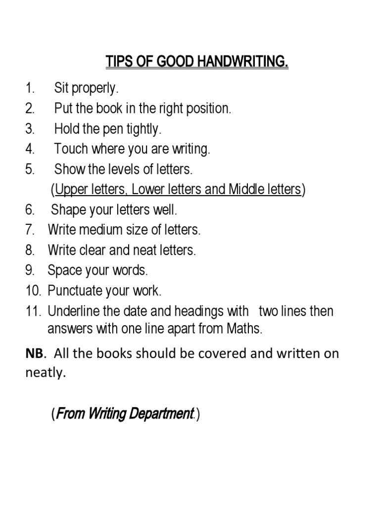 Handwriting Tips for Students | PDF