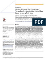 Awareness, Interest, and Preferences of Primary Care Providers in Using Point-of-Care Cancer Screening Technology 2016