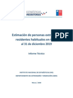 Estimación Población Extranjera en Chile Al 31 Diciembre 2019 PDF