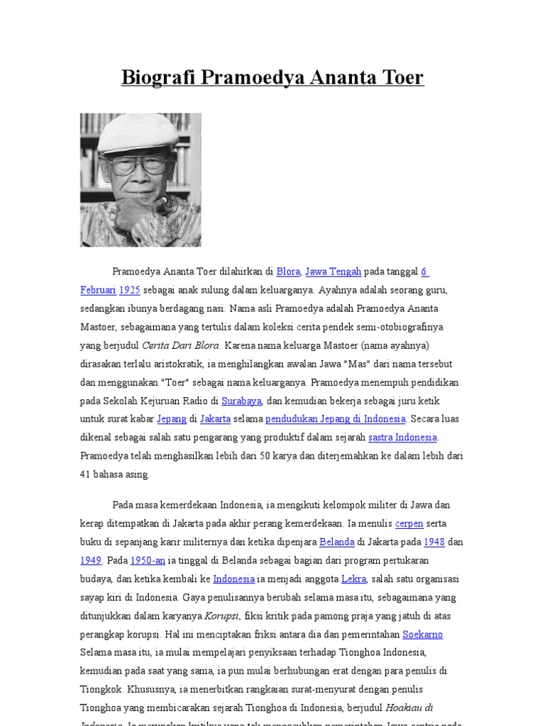 Biografi Singkat Pramoedya Ananta Toer | PDF