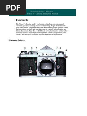 ニコン F マニュアル Nikon Manual Nikon F Manual | PDF