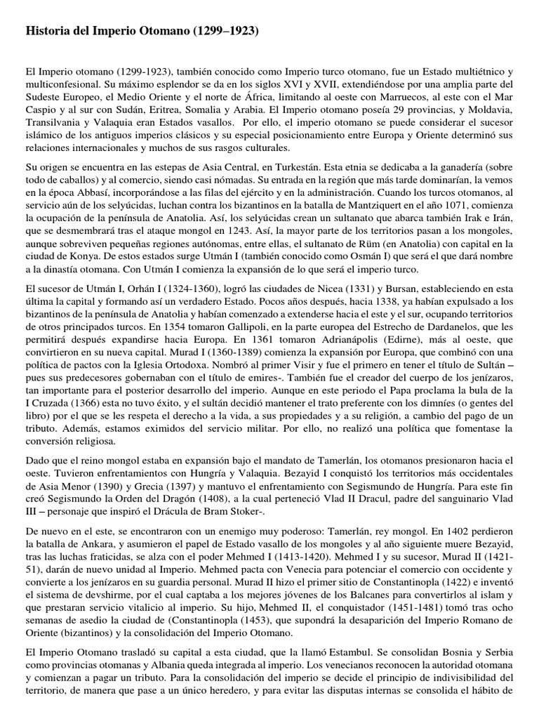 Historia del Imperio Otomano (1299-1923) | PDF | Política del imperio ...
