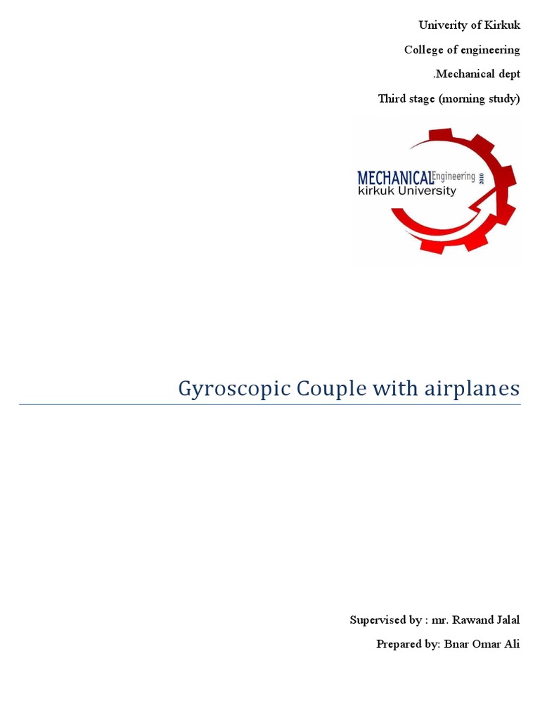 Gyroscopic Couple With Airplanes | PDF | Rotation Around A Fixed Axis ...